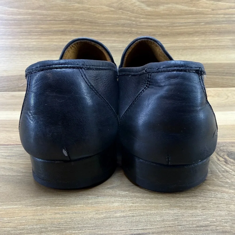Salvatore Ferragamo Gancini Bit Loafers Mens 9 EE Black Leather Moc Toe Formal